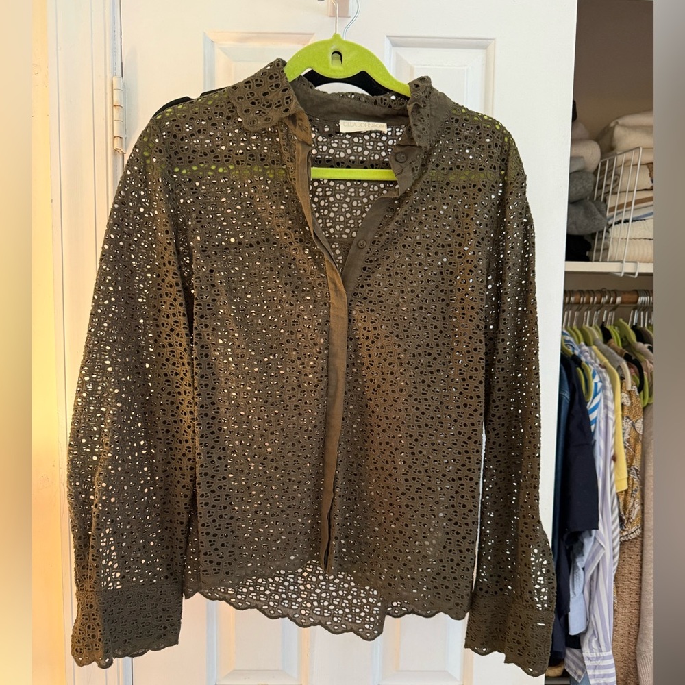 Ulla Johnson Green Eyelet Blouse size 8